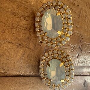 Opulent Gold and White Crystal Earrings